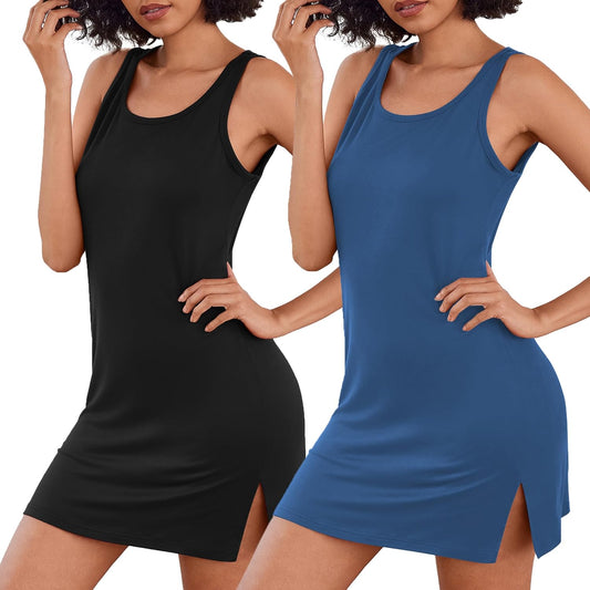 Ekouaer Sexy Nightgowns for Women Tank Sleeveless Night Gown 2 Pack Sleep Dress Soft Nightdress Chemise Sleepwear S-XXXL