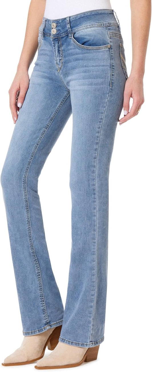 WallFlower Luscious Curvy Bootcut Jeans for Women Mid-Rise Insta Stretch Denim, Size Inclusive Juniors Jeans, Sizes 0 to 24