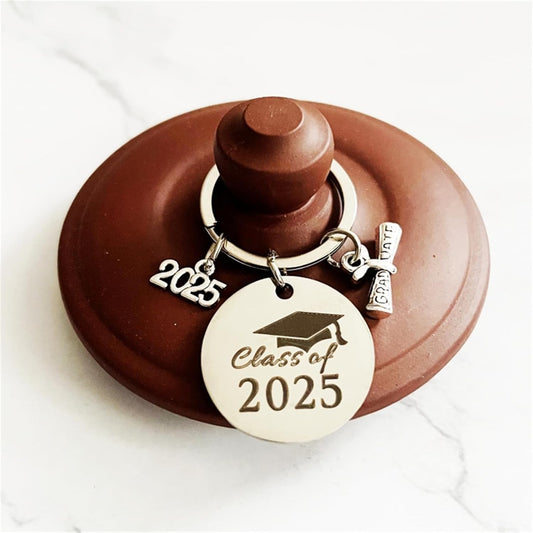 Graduation Keychain Unique Class of 2025 Key Chains Funny Grad Student Gifts from Teacher Stainless Steel Keyring