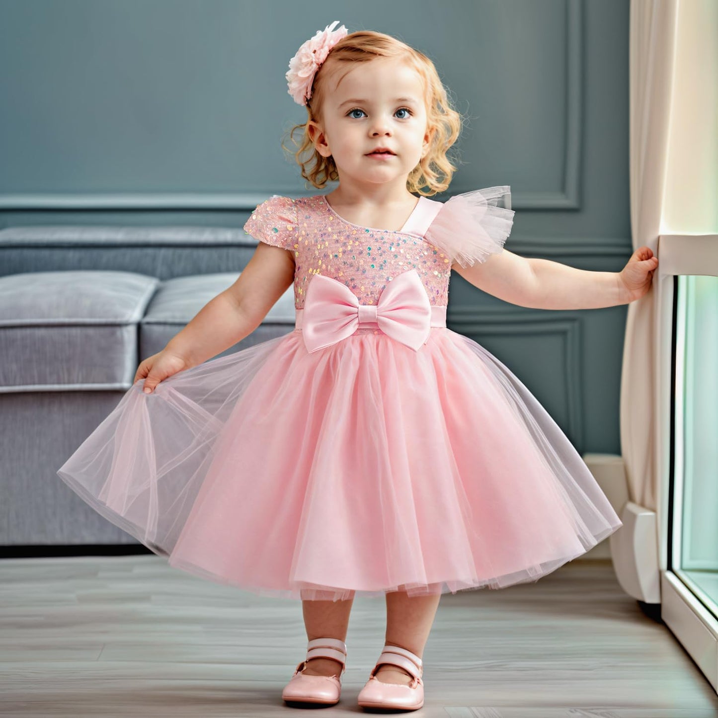 HNXDYY Baby Girl Party Tutu Dress Toddler Girl Sequins Wedding Pageant Ball Gown