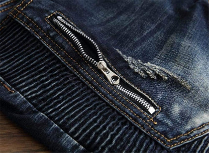 RXXKKK Men's Classic Zipper Biker Regular Fit Flex Jean