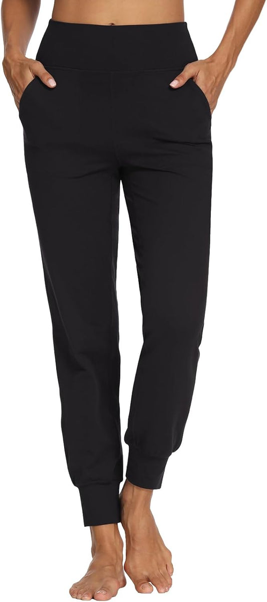 MOVE BEYOND Buttery Soft Women's Yoga Joggers Pants/Capris 4 Pockets High Waist Lightweight Sweatpants Running Lounge Pants