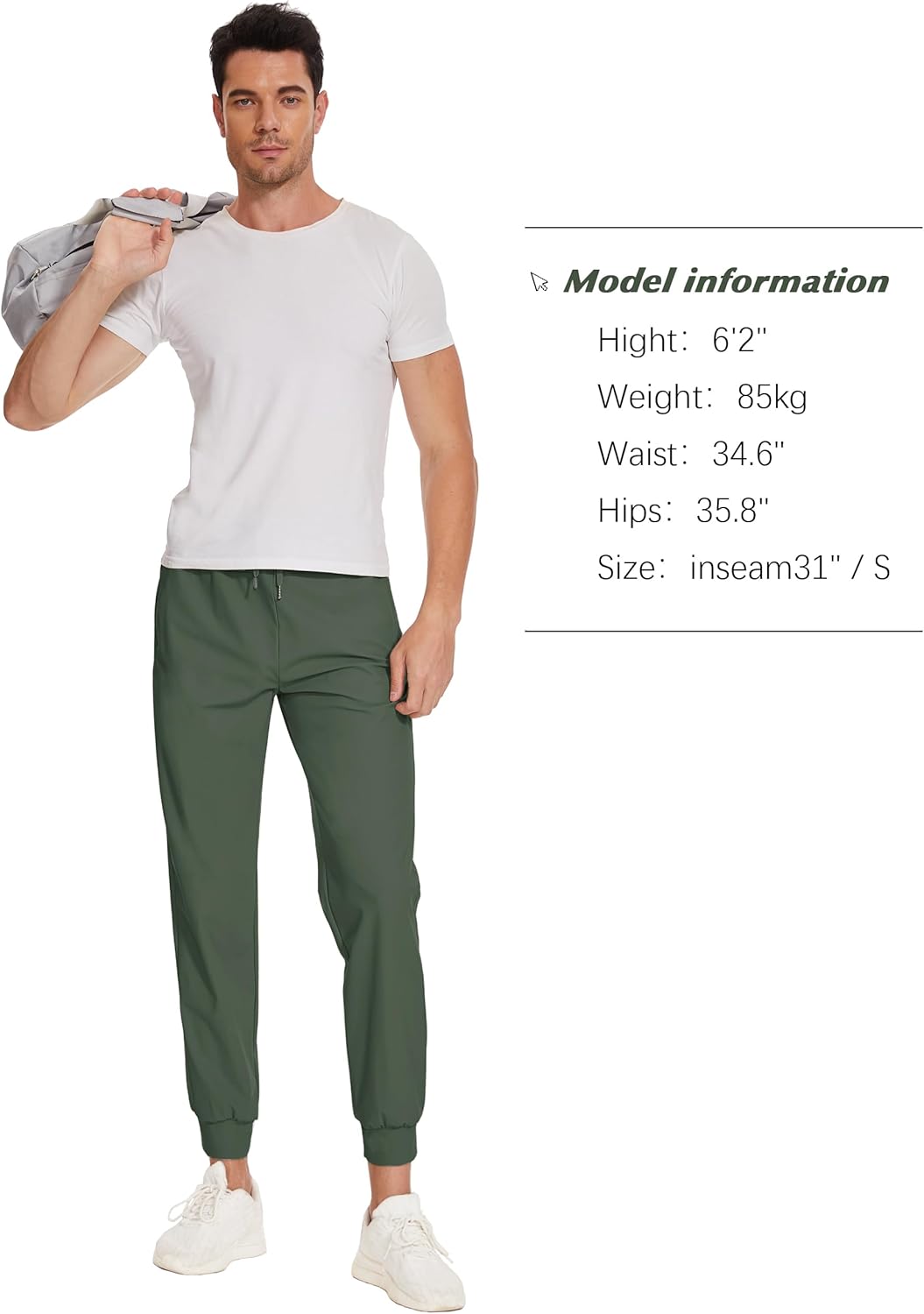 SEVEGO Men's 31"/33"/35"/37" Tall Inseam Joggers Lightweight Sweatpants 3 Zipper Pocket Tapered Athletic Workout Gym Pant