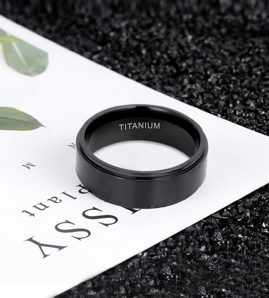TIGRADE 4mm 6mm 8mm 10mm Black Titanium Rings Wedding Band Matte Comfort Fit for Men Women Size 3-15