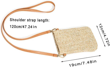 Summer Straw Beach Bag Tote Shoulder Bag Handwoven Purse Handbag for Women Girls Outdoor Casual Top Handle Cross Body Bag