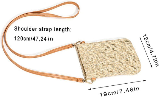 Summer Straw Beach Bag Tote Shoulder Bag Handwoven Purse Handbag for Women Girls Outdoor Casual Top Handle Cross Body Bag