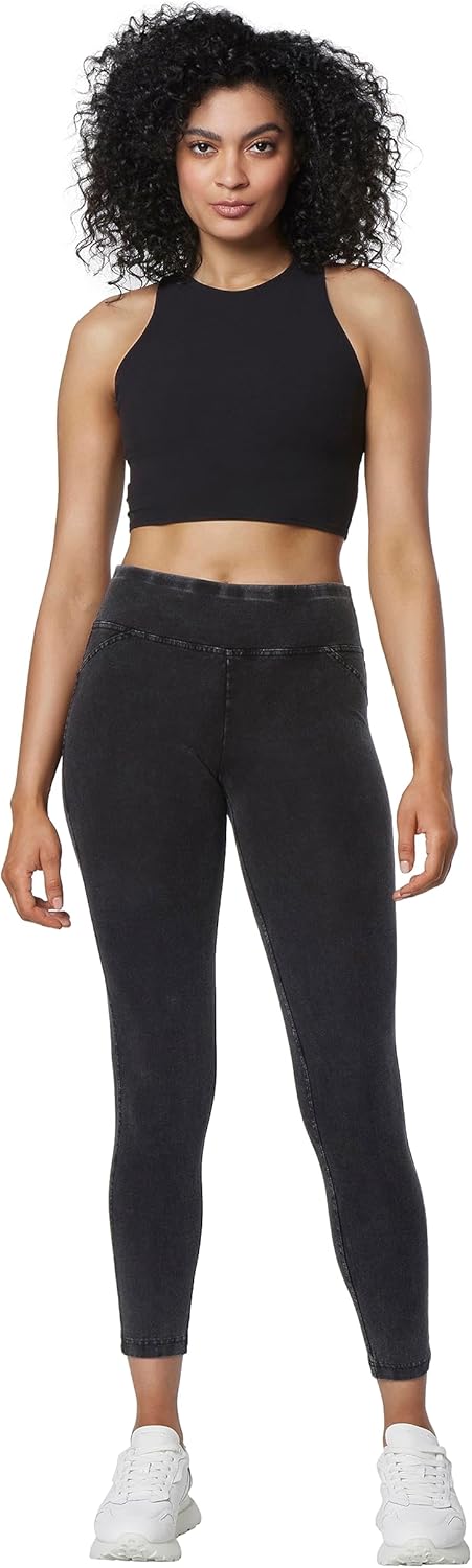 Andrew Marc Women's High Waist Faux Denim Full Length Legging, Regular and Plus Sizes