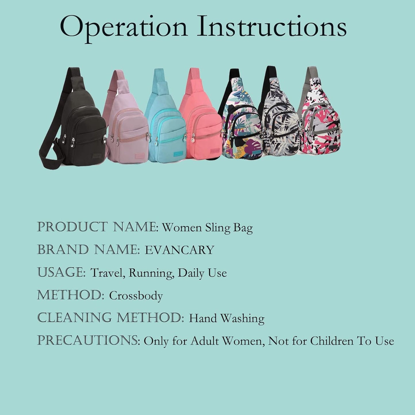 EVANCARY Small Sling Bag for Women Men, Sling Backpack Chest Daypack Crossbody Bag for Travel Outdoor Hiking