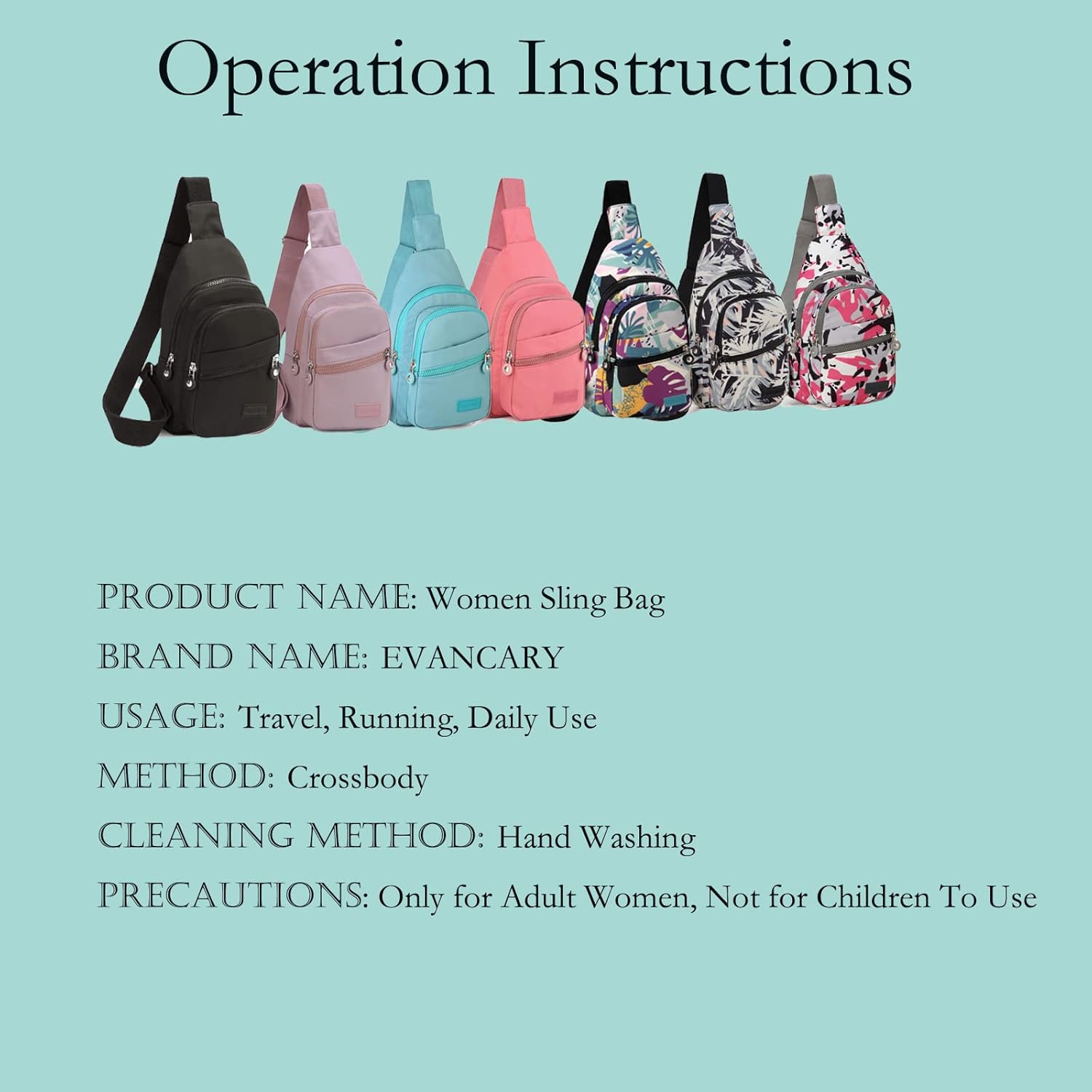 EVANCARY Small Sling Bag for Women Men, Sling Backpack Chest Daypack Crossbody Bag for Travel Outdoor Hiking