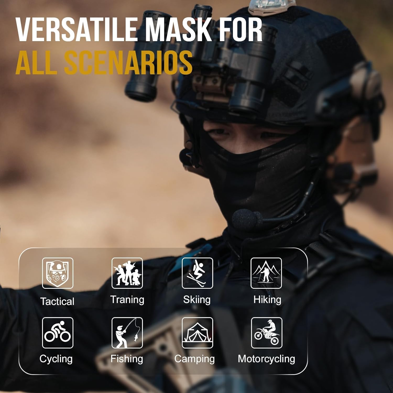 OneTigris Balaclava Face Mask Men, Women's Full Head Wrap Motorcycle Cooling Neck Gaiter Tactical Hood for Hiking Cycling