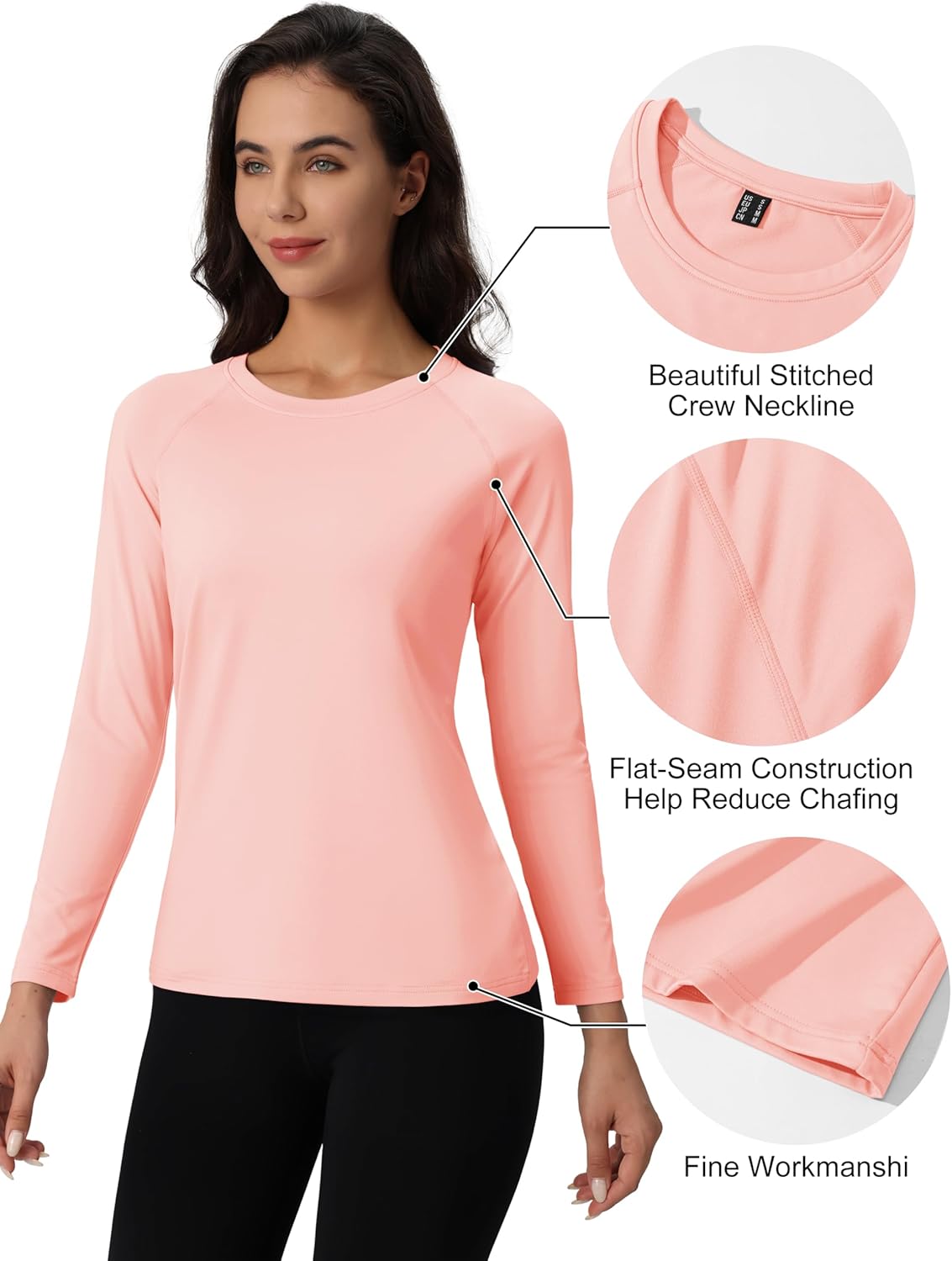 MAGCOMSEN Women's Thermal Shirts Fleece Lined Undershirt Long Sleeve Tops Warm Workout Winter Base Layer
