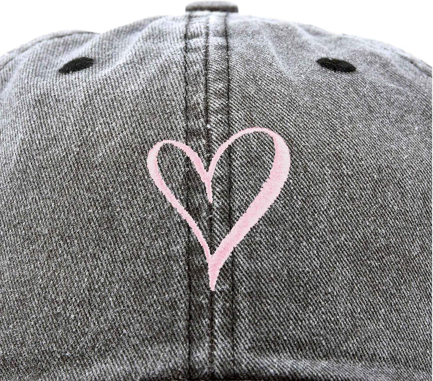 Hand Drawn Heart Hat Womens Embroidered Baseball Cap