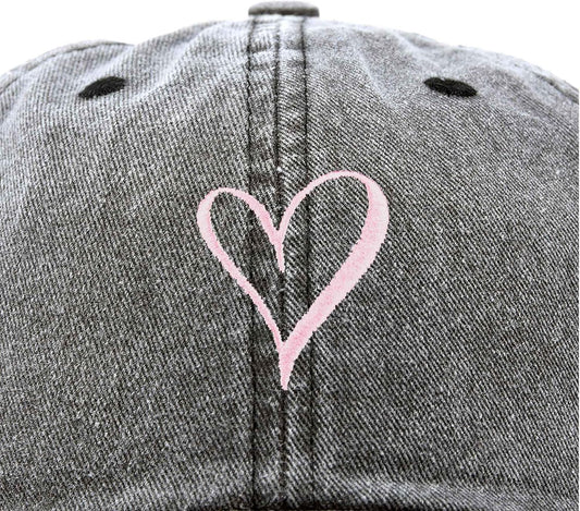 Hand Drawn Heart Hat Womens Embroidered Baseball Cap