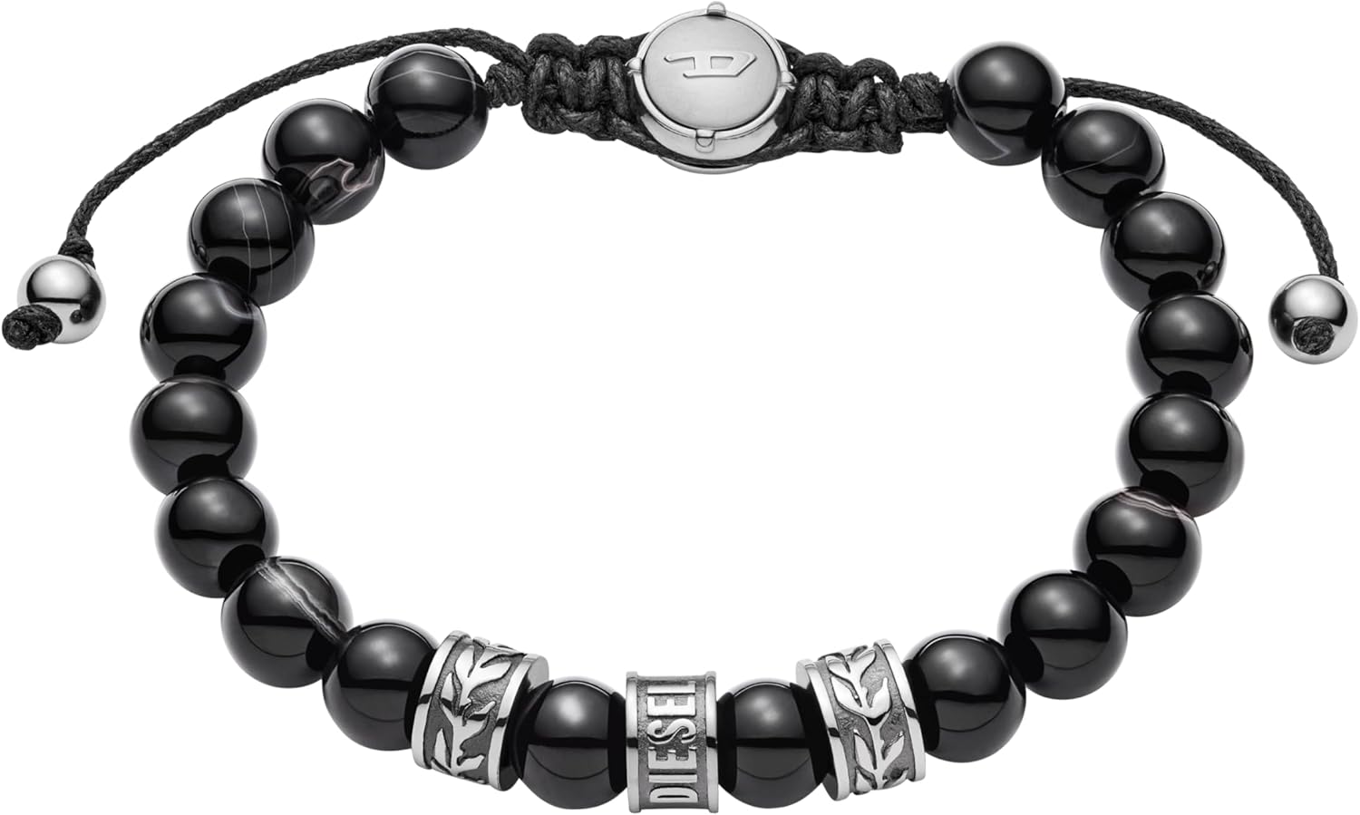 Diesel Stainless Steel and Beaded Bracelet for Men
