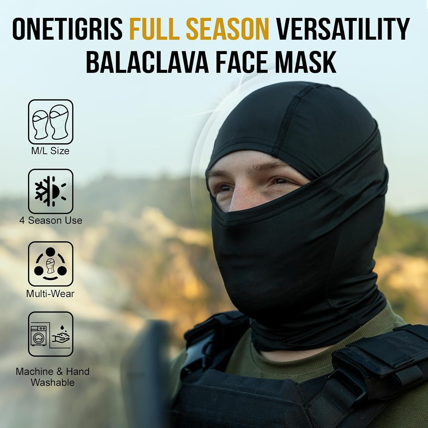 OneTigris Balaclava Face Mask Men, Women's Full Head Wrap Motorcycle Cooling Neck Gaiter Tactical Hood for Hiking Cycling