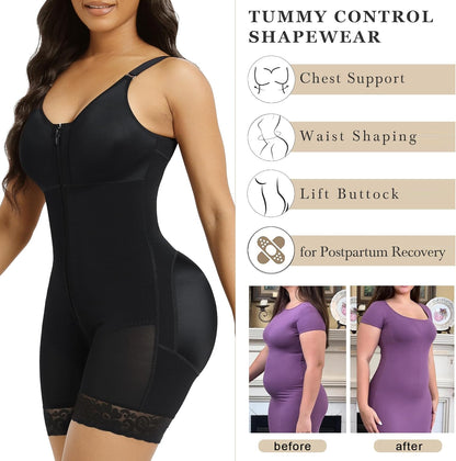 YIANNA Fajas Colombianas Postpartum Shapewear for Women Tummy Control Butt Lifter Body Shaper with Zipper Crotch