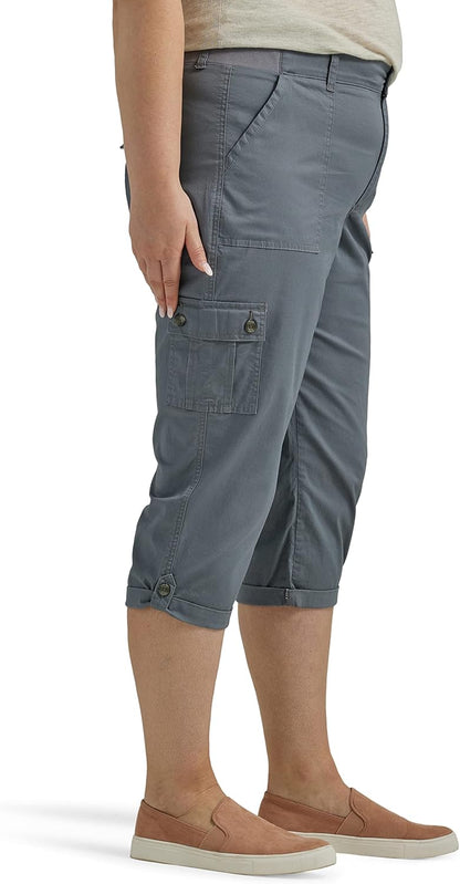 Lee Women's Plus Size Ultra Lux Comfort with Flex-to-go Cargo Capri Pant