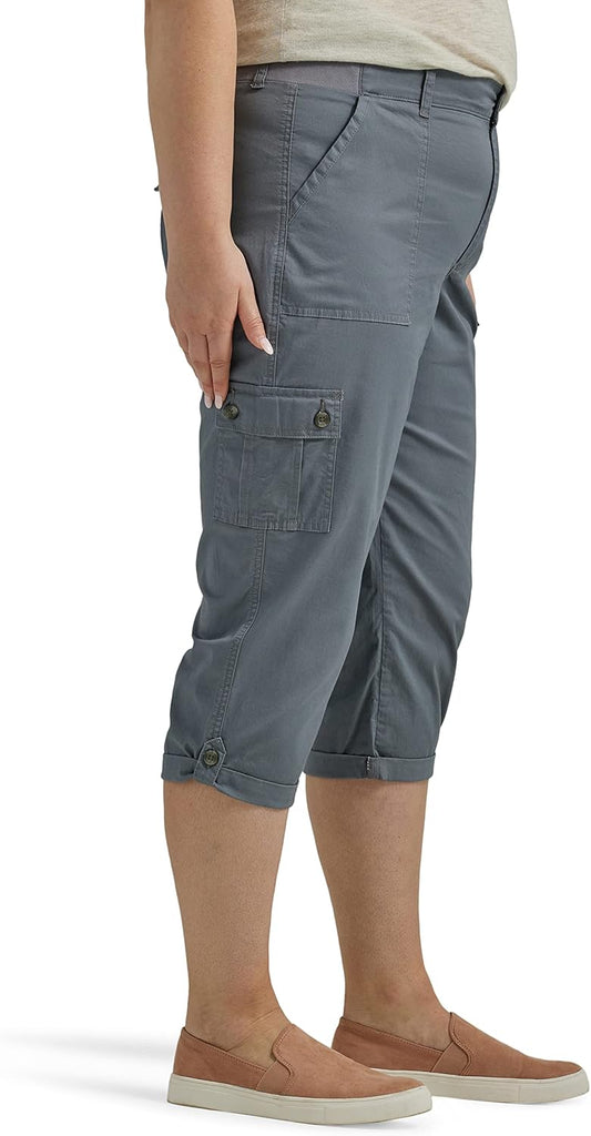 Lee Women's Plus Size Ultra Lux Comfort with Flex-to-go Cargo Capri Pant
