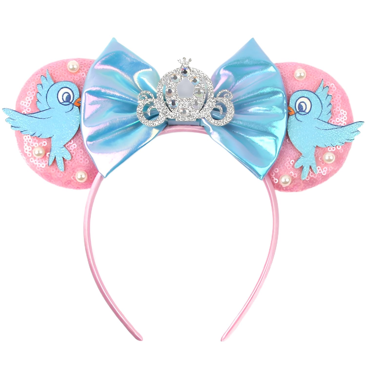 MADO pink mouse ears headband for adults women kids girls, princess mini ears for adult kids women girls