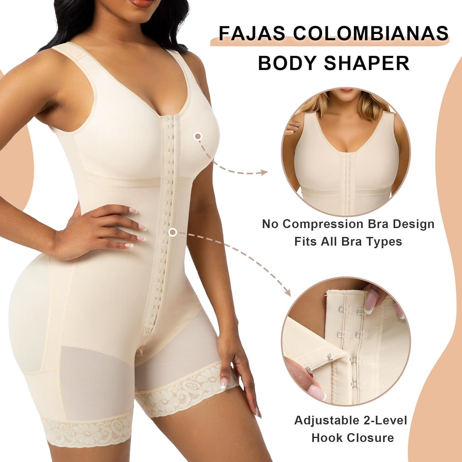 SHAPERX Women's Fajas Colombianas Tummy Control Shapewear Postpartum Full Body Shaper Butt Lifter Bodysuit