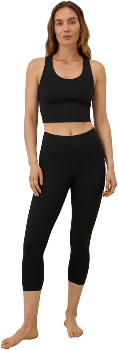 Pact Women's Organic Cotton Go-to Cropped Legging, Mid Rise Yoga Pant with Elastic Waistband