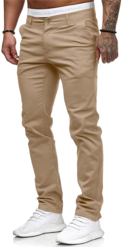 Mens Chinos Slim Fit Stretch Flat-Front Skinny Dress Pants