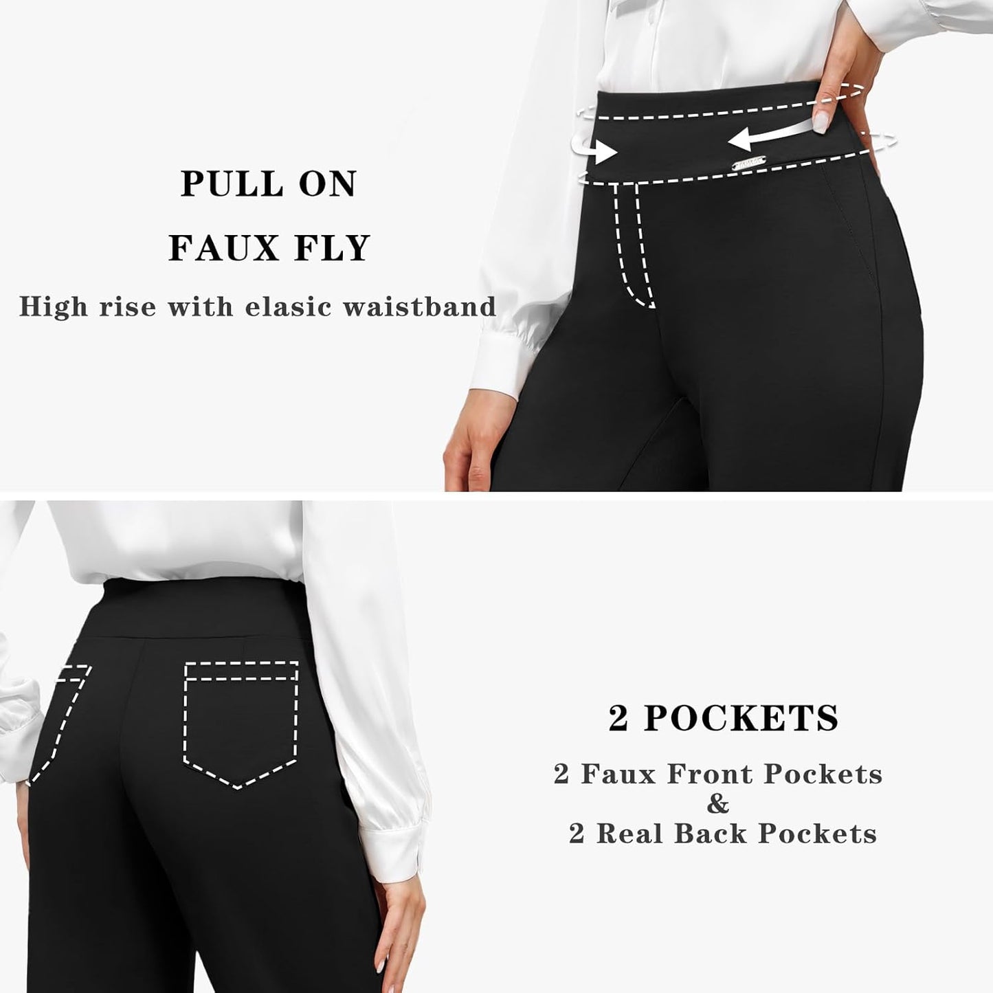 Tapata Women's Capri Dress Pants 19"/20.5" Stretch High-Waist Crop Office Work Pants Summer Casual Capris Slacks Yoga