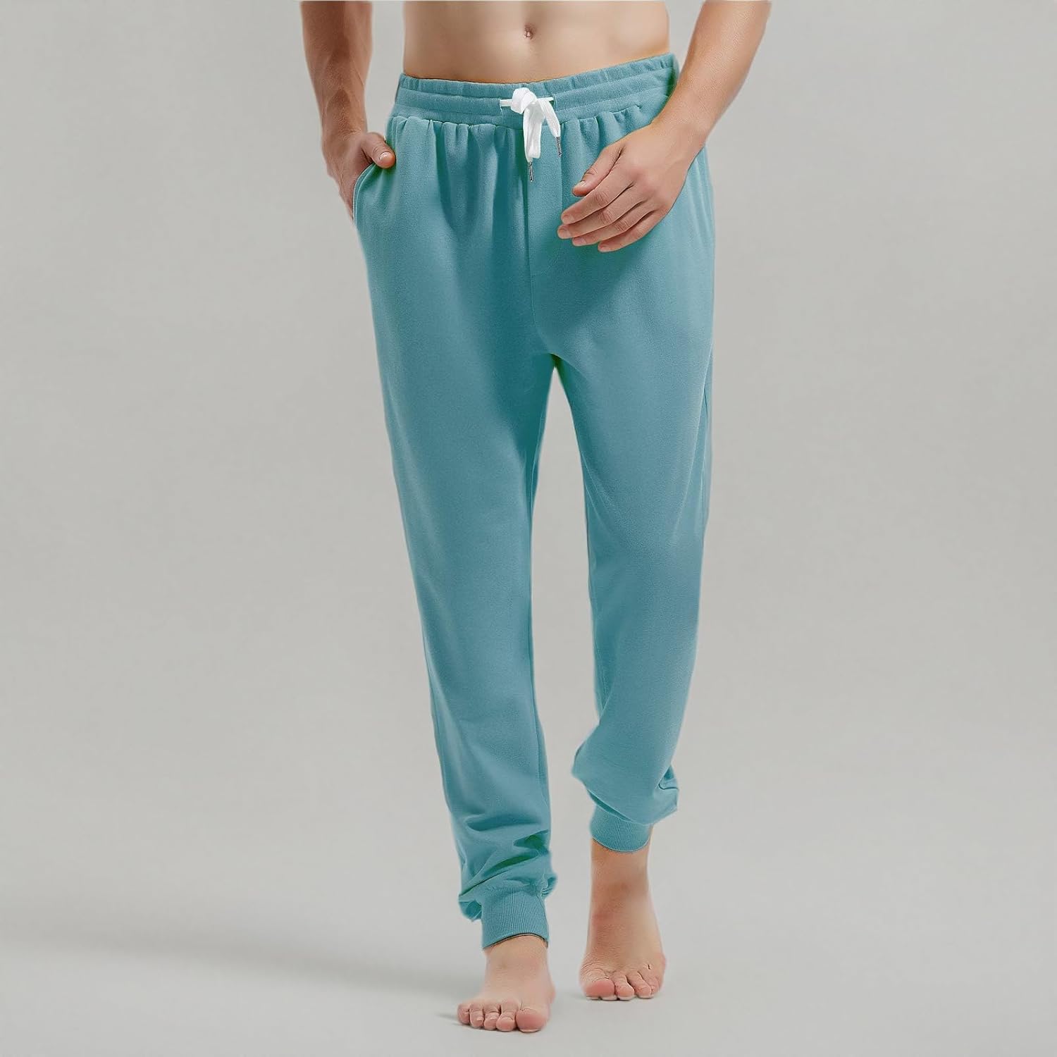 AMY COULEE Men's Casual Joggers Cotton Sweatpants Workout Athletic Pants with Pockets Drawstring Gym Running Pants