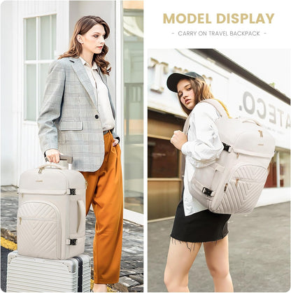 LOVEVOOK Large Travel Backpack for Women, 50L Carry on Backpack for Airplanes, TSA Personal Item Travel Bag for Women fits 18" Laptop, Waterproof Carry on Bags with 4 Packing Cubes