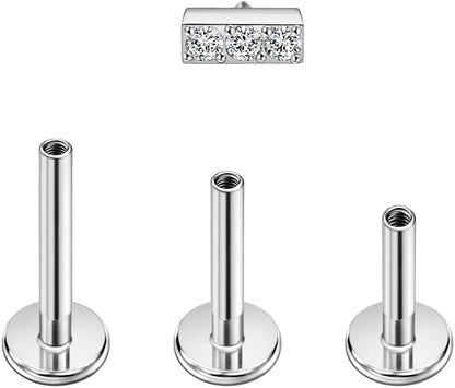 FANSING Surgical Steel Cartilage Stud with 18g/16g 6mm 8mm 10mm Internally Threaded Labret Post Silver/Gold