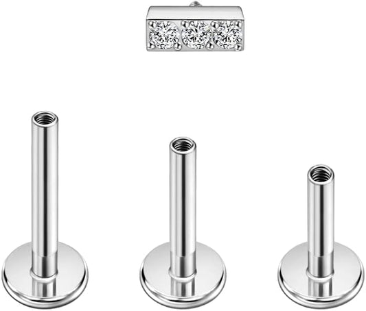 FANSING Surgical Steel Cartilage Stud with 18g/16g 6mm 8mm 10mm Internally Threaded Labret Post Silver/Gold