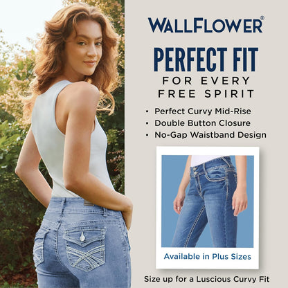 WallFlower Women's Size Luscious Curvy 23.5'' Crop Mid-Rise Insta Stretch Juniors (Standard and Plus)