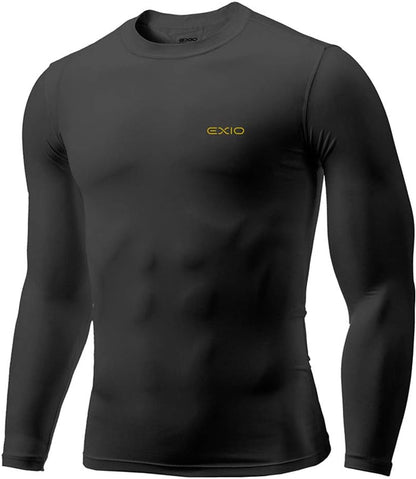 EXIO Mens Compression Baselayer Top Cool Dry Long & Short Sleeve Workout Shirt