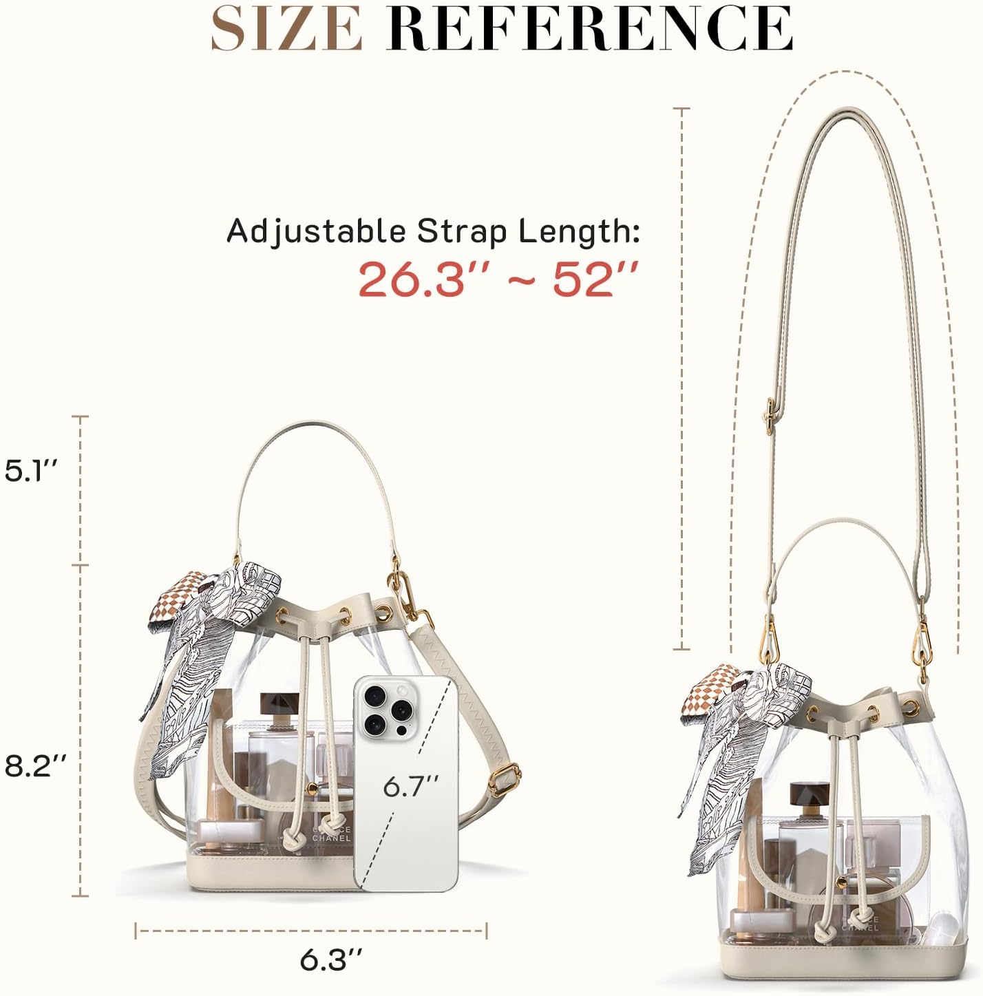 Missnine Clear Bag for Stadium Approved, Clear Crossbody Bucket Bag Transparent PVC Purse for Women, Concert Stadium Events