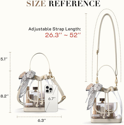 Missnine Clear Bag for Stadium Approved, Clear Crossbody Bucket Bag Transparent PVC Purse for Women, Concert Stadium Events