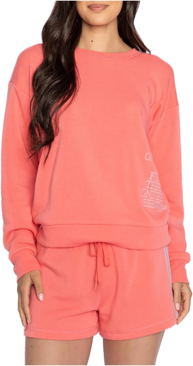 The Summer I Turned Pretty Women's Embroidery Printed Sweatshirt and Bottom Short Lounge Pajama Set