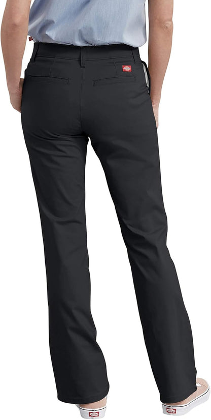 Dickies womens Flat Front Stretch Twill Pant Slim Fit Bootcut
