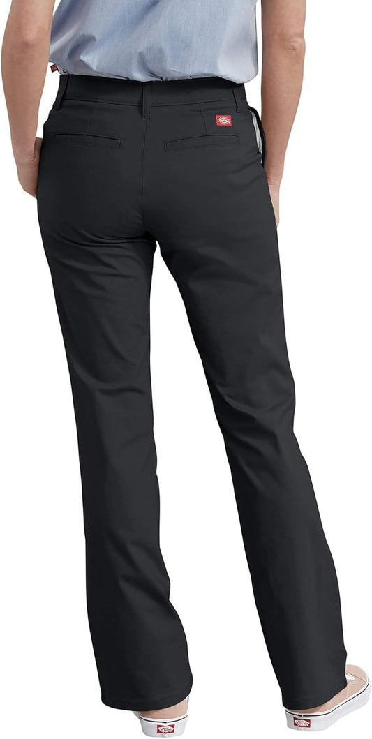 Dickies womens Flat Front Stretch Twill Pant Slim Fit Bootcut