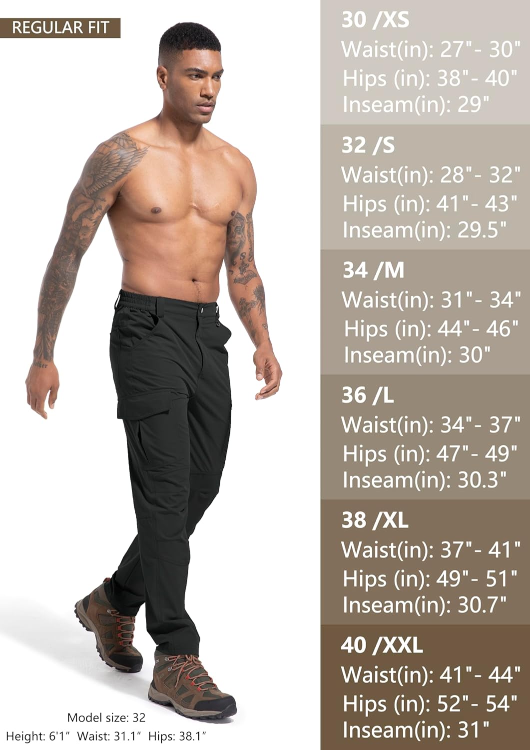 Men's Lightweight Hiking Cargo Work Pants Quick Dry Water Resistant Fishing Travel Climbing Outdoor Stretch Pants