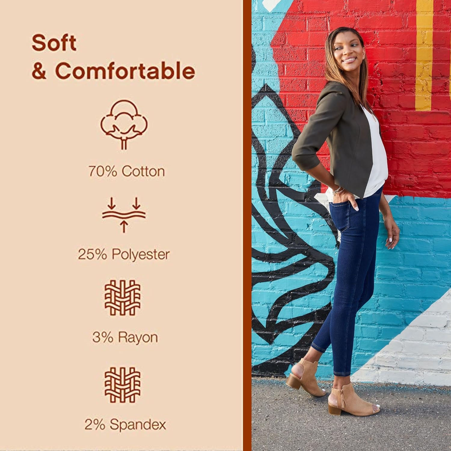 No Nonsense Classic Denim Leggings-Jeggings for Women with Real Back Pockets, High Waisted Stretch Jeans