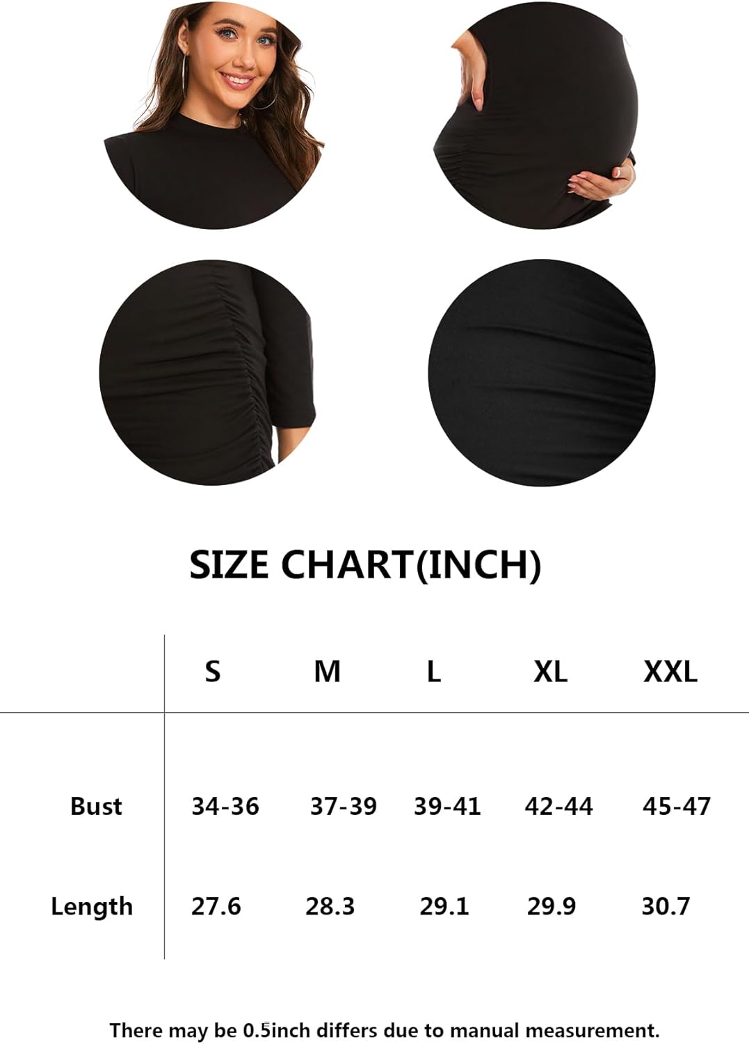 Smallshow Women's Maternity Shirts Crew Neck Long Sleeve Pregnancy Clothes Tops 3 Pack
