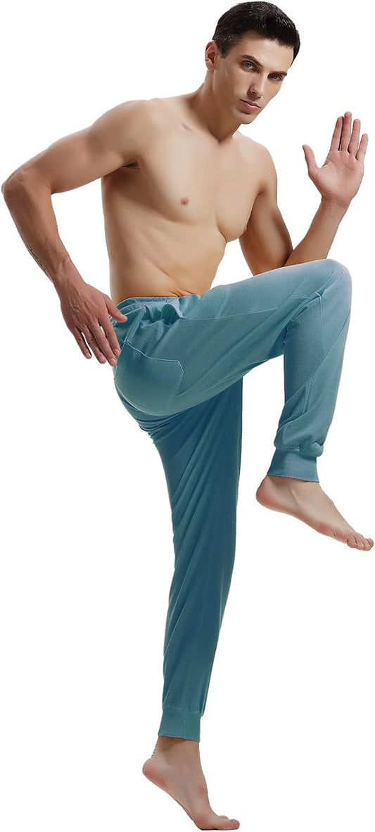 AMY COULEE Men's Casual Joggers Cotton Sweatpants Workout Athletic Pants with Pockets Drawstring Gym Running Pants