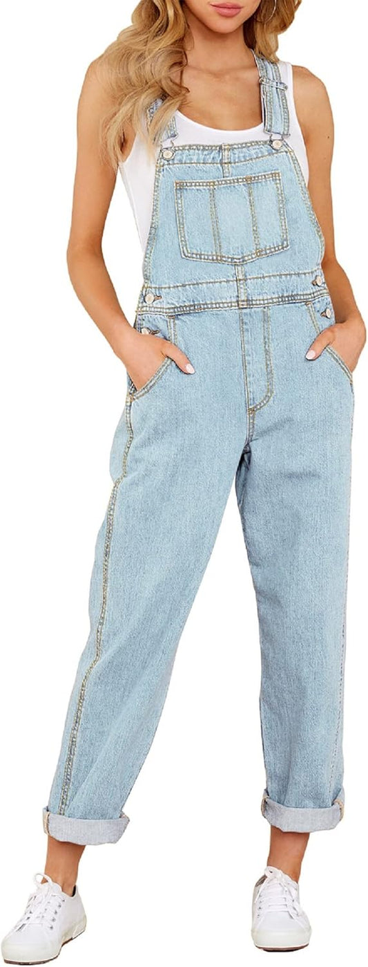 GRAPENT Overalls for Women Loose Fit Jean Denim Bib Jumpsuit Stretch Overall Pants