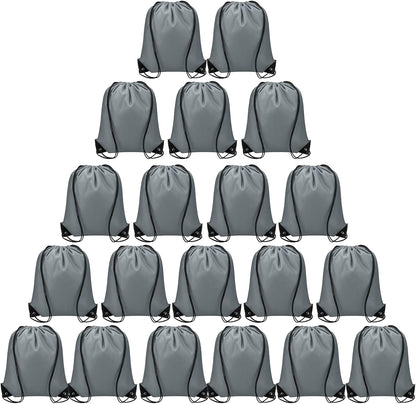 Vorspack Drawstring Backpacks Bulk 20 Pieces String Bags Customized Bags for Party Gym Sport Trip - Grey