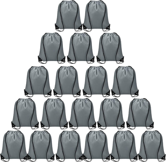 Vorspack Drawstring Backpacks Bulk 20 Pieces String Bags Customized Bags for Party Gym Sport Trip - Grey