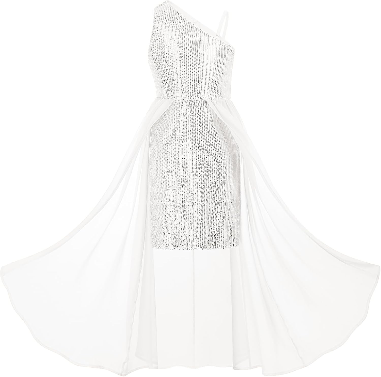 GRACE KARIN Girls Sequin Dress for Teens One Shoulder Formal Birthday Party Wedding Pageant Prom Fancy Dresses 6-14Y