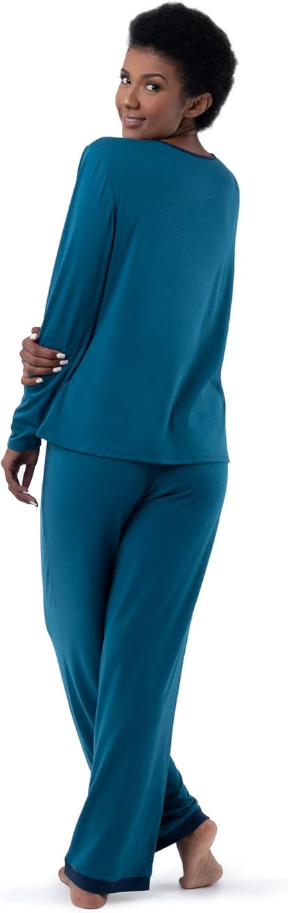 Fruit of the Loom Women's Long Sleeve Tee and Pant 2 Piece Sleep Set