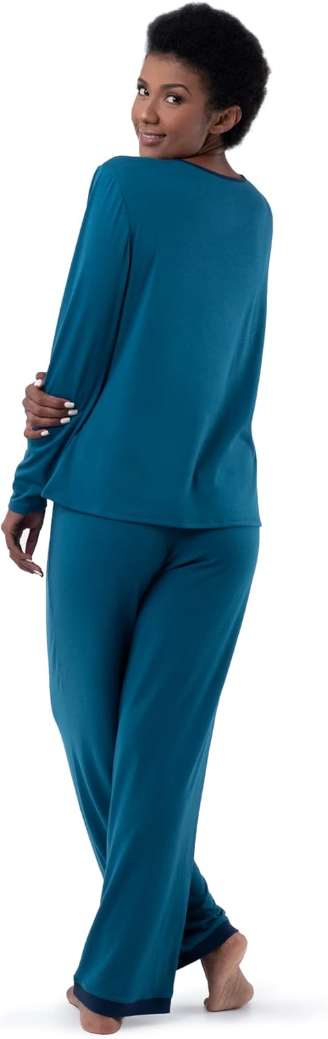 Fruit of the Loom Women's Long Sleeve Tee and Pant 2 Piece Sleep Set