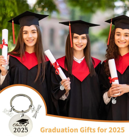 Graduation Keychain Unique Class of 2025 Key Chains Funny Grad Student Gifts from Teacher Stainless Steel Keyring