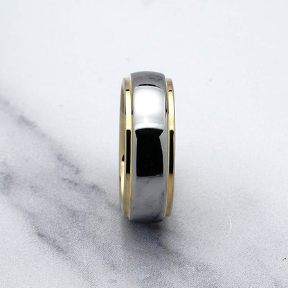 100S JEWELRY Engraved Personalized Tungsten Rings For Men Women Wedding Band Two Tone Gold Silver Engagement Sizes 6-16